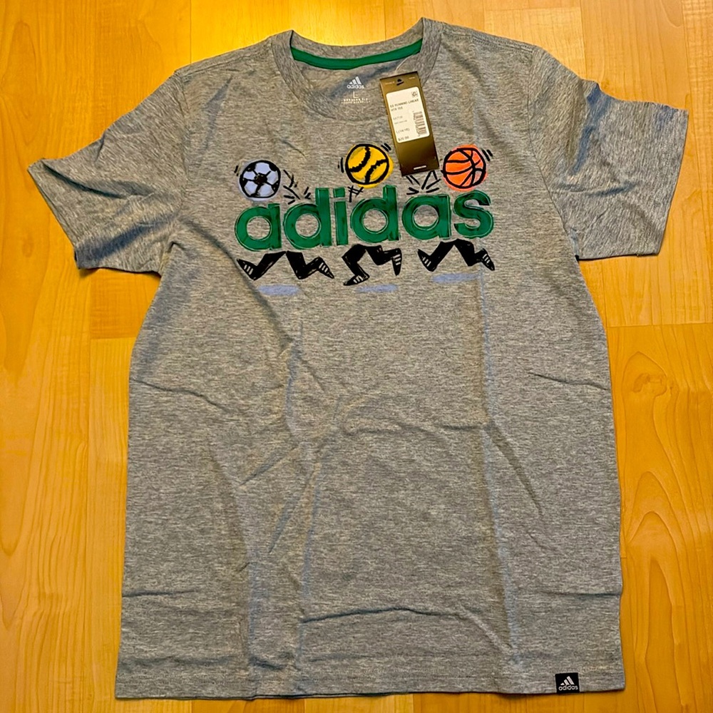 NWT Youth Adidas T-shirt Heather Gray
